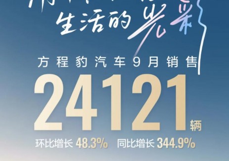 比亚迪方程豹汽车9月销售24121辆