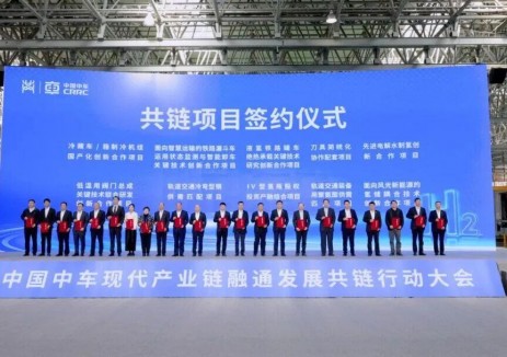 天海工业所属天海氢能在中车现代产业链融通发展共链行动上签约