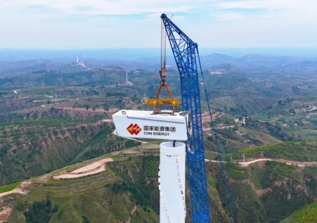 陜建國能子洲5萬千瓦風電項目吊裝圓滿收官