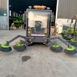 山东环保挂桶电动四轮7刷扫地车电动四轮七刷扫路车价格表厂家