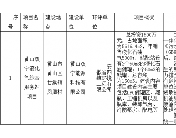 《<em>黄山</em>双宁液化气综合服务站项目环境影响报告表》批前公示
