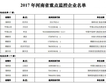 101家 2017年河南省<em>重点监控企业</em>名单