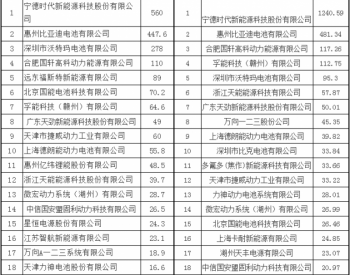 中国7-8月<em>电机电控</em>电池装机量TOP20