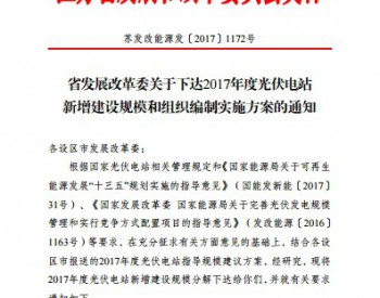 江苏2017年新增1205MW光伏<em>电站规模</em>和组织编制实施方案的通知