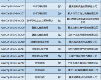 国网（重庆）2017年第三批协议库存招标中标结果