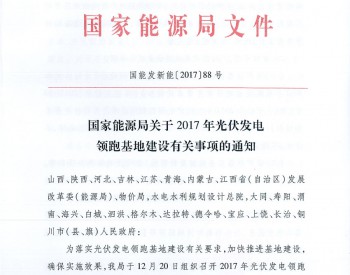 国家能源局关于2017年<em>光伏发电领跑基地</em>建设有关事项的通知