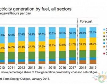 美国2017年发电结构：煤电30.1%、<em>非水可再生能源发电</em>9.6%