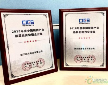 <em>超威电力</em>荣获第八届中国国际储能大会“最具影响力企业奖”和“最具投资价值奖”