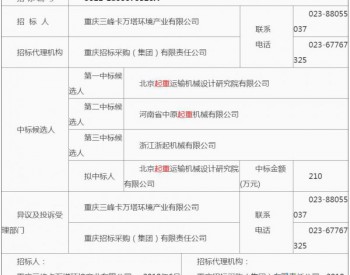 重庆市洛碛垃圾焚烧发电厂项目炉渣抓斗起重机采购招标<em>中标公告</em>