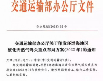 交通运输部印发《环<em>渤海地区</em>液化天然气码头重点布局方案（2022年）》