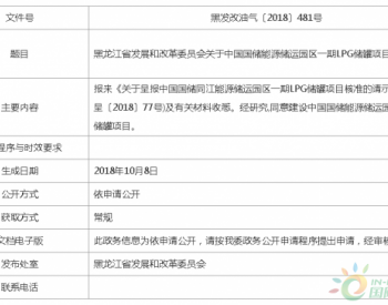 关于中国国储能源储运园区一期<em>LPG</em>储罐项目核准的批复