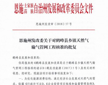 恩施<em>州发改委</em>关于对鹤峰县乡镇天然气输气管网工程核准的批复