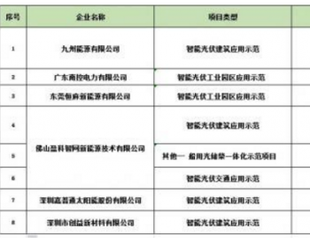 2018年广东省<em>智能光伏产品</em>和应用示范项目推荐公示