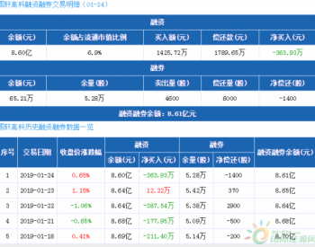 国轩高科：融资净偿还363.93万元，融资余额8.6亿元（01-24）