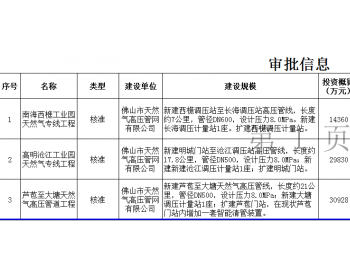 南海西樵工业园<em>天然气专线</em>工程、高明沧江工业园<em>天然气专线</em>工程、芦苞至大塘天然气高压管道工程核准后公示