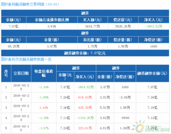 国轩高科：融资净偿还1894.52万元，融资余额7.07亿元（03-25）