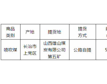 <em>山西长治</em>县雄山煤炭有限公司市场化交易预告