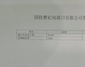 5月22日起<em>国投曹妃甸</em>港口作业包干费调至16.5元/吨