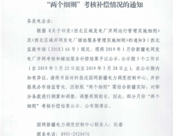 关于公示2019年2月份新疆电网“两个细则”<em>考核补偿</em>情况的通知