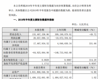 <em>华锐风电</em>2019上半年营收同比下降49.72%