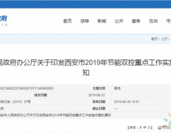 西安市人民政府办公厅关于印发西安市2019年节能双控<em>重点工作</em>实施方案的通知