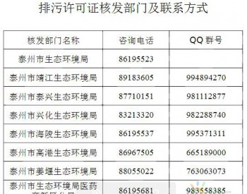 <em>江苏省泰州市</em>生态环境局关于开展排污许可证申领工作的通告