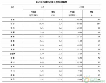 2013年11月份湖南<em>全社会用电量增长</em>4.5%