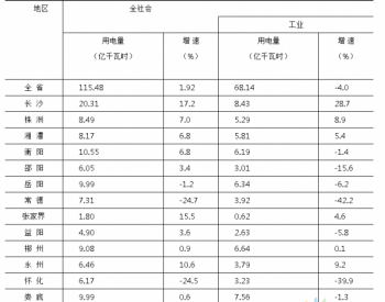 2016年10月份湖南全社会<em>用电量增长</em>1.9%