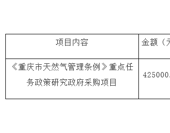 中标 | 《重庆市<em>天然气管理条例</em>》重点任务政策研究政府采购项目结果公示