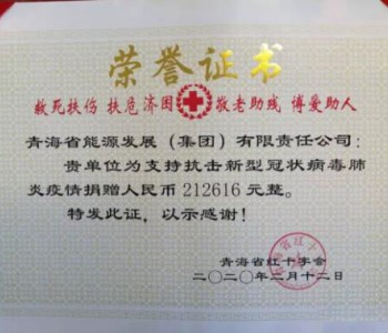 <em>青海能源</em>发展集团向青海红十字会捐款212616元用于筹建防护口罩流水线建设