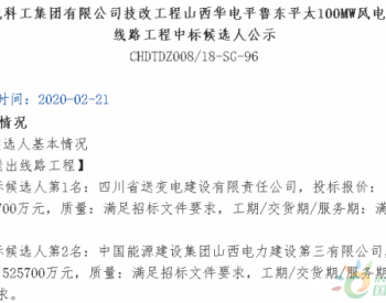 中标 | 山西华电平鲁东平太100MW风电项目送出线路工程中标结果公示