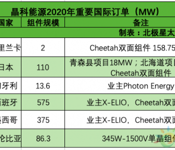 晶科能源公布1.2GW国际<em>组件订单</em>