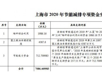 上海：关于下达本市2020年节能减排专项资金安排计划（第一批）的通知