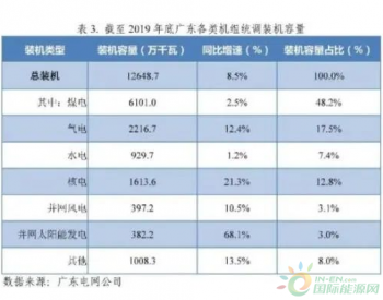 2019年广东<em>并网太阳能发电装机容量</em>同比增长68%