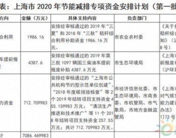 上海市发展和改革委员会关于下达本市2020年节能减排<em>专项资金</em>安排计划（第一批）的通知
