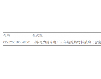 中标 | 国华电力河北沧东电厂绝热材料采购（含废料回收处置） 项目中标结果公告