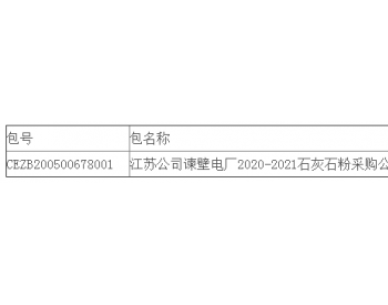 中标 | 江苏公司江苏谏壁电厂2020-2021石灰石粉采购公开招标中标结果公告