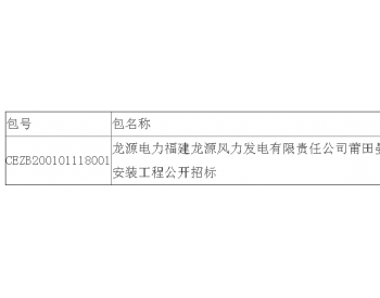 中标 | 龙源电力福建龙源风力发电有限责任公司福建莆田晏井37.5MW风电场项目<em>风机安装</em>工程公开招标中标结果公告