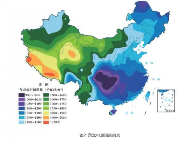 图2 我国太阳能辐照强度