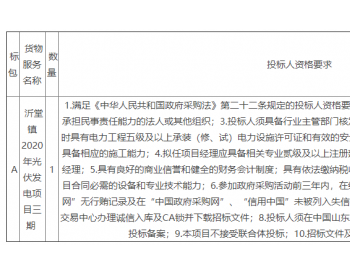 招标 | 山东沂堂镇2020年光伏发电项目三期公开招标
