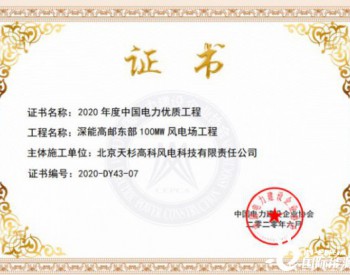 天源科创参建项目获2020年度中国<em>电力优质工程</em>奖
