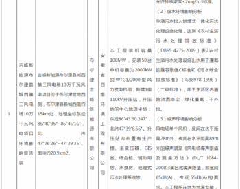 100MW！新疆吉峰新能源布尔津县城西<em>第三风电场</em>项目环境影响评价获批