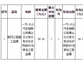 招标 | 一汽（广东佛山）分布式光伏项目EPC总承包工程<em>监理招标</em>