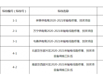 中标 | 海南电网有限责任公司2020-2021年35~<em>220kV</em>线路修理、技改项目(含应急、抢修)施工(二次招标)结果公告