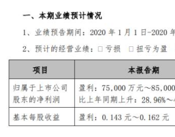 粤电力A2020年上半年预计净利7.5亿元-8.5亿元 电力生产总体平稳