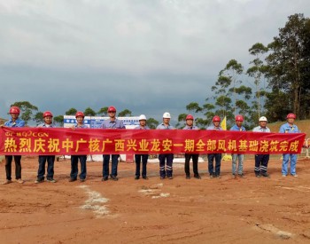 中广核广西兴业龙安一期项目风机基础全部浇筑完成