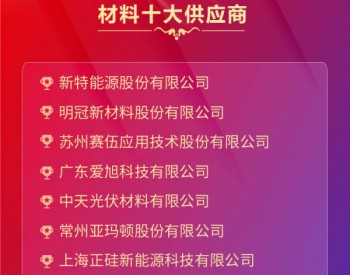 2019中国好光伏—材料十大供应商排名