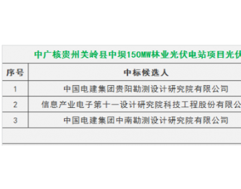 中标 | 最低3.195元/瓦，<em>中广核</em>贵州中坝150MW林光项目EPC中标公示