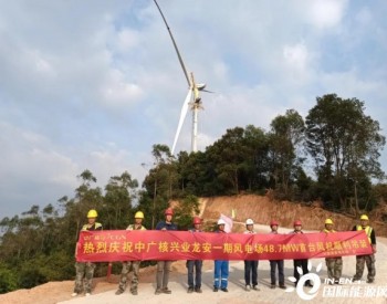 广西兴业龙安一期风电项目首台风机吊装完成