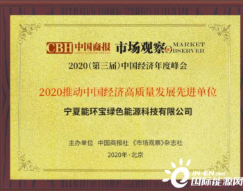 2020中国经济年度峰会成功召开，<em>能环宝</em>喜获殊荣！